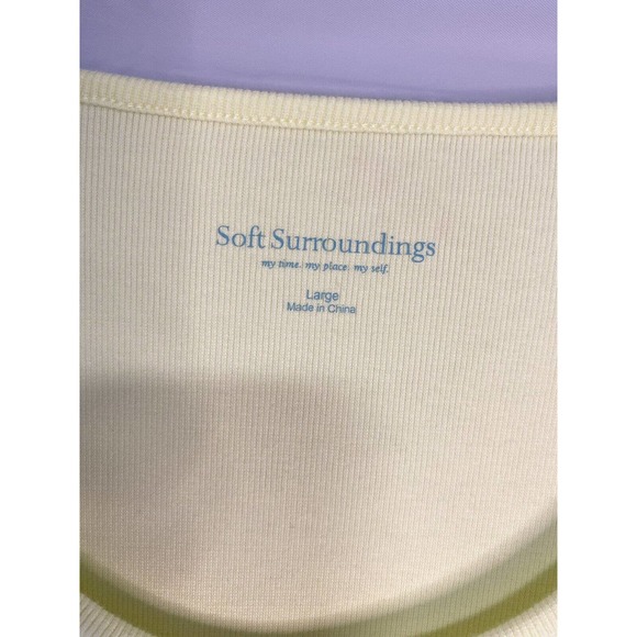 Soft Surroundings Women’s Scoop Neck Short Sleeve Top‎ Stretch Yellow Size Large - Picture 3 of 4